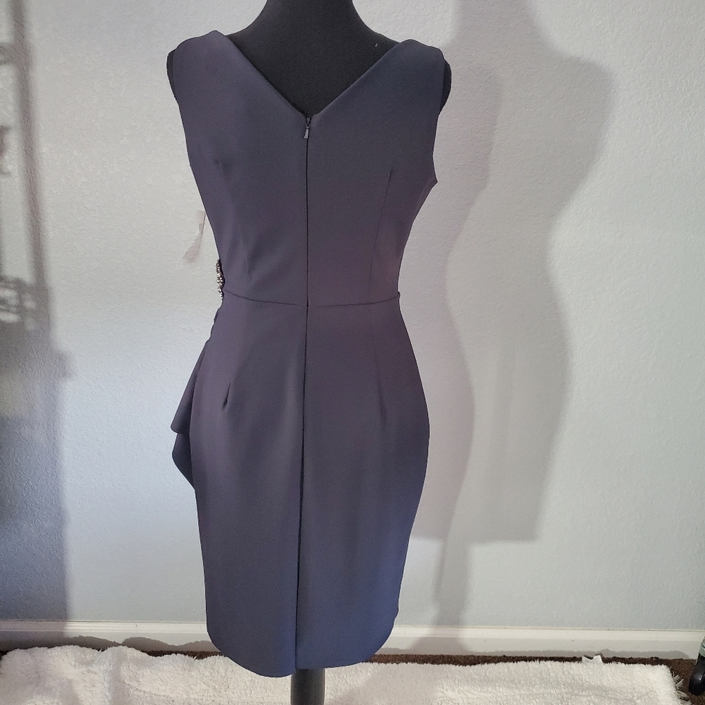 Alex Evenings Faux Wrap Fitted Dress with Jewel Accent - Picture 3 of 10